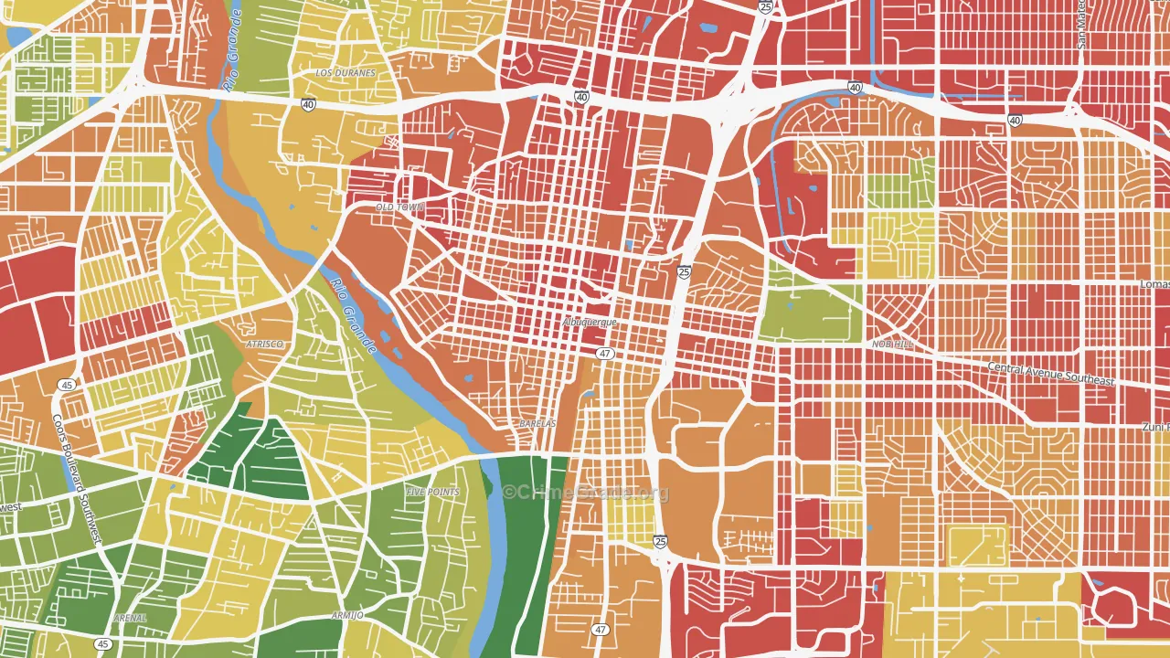87102, NM Map of Theft Rates