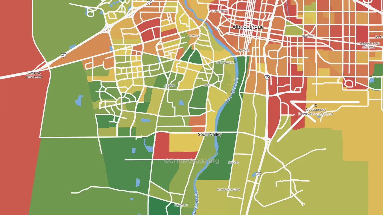 87105, NM Map of Theft Rates