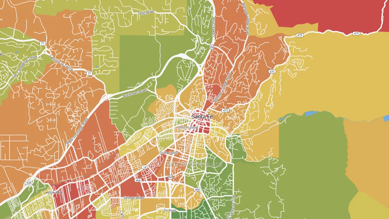 87501, NM Map of Theft Rates