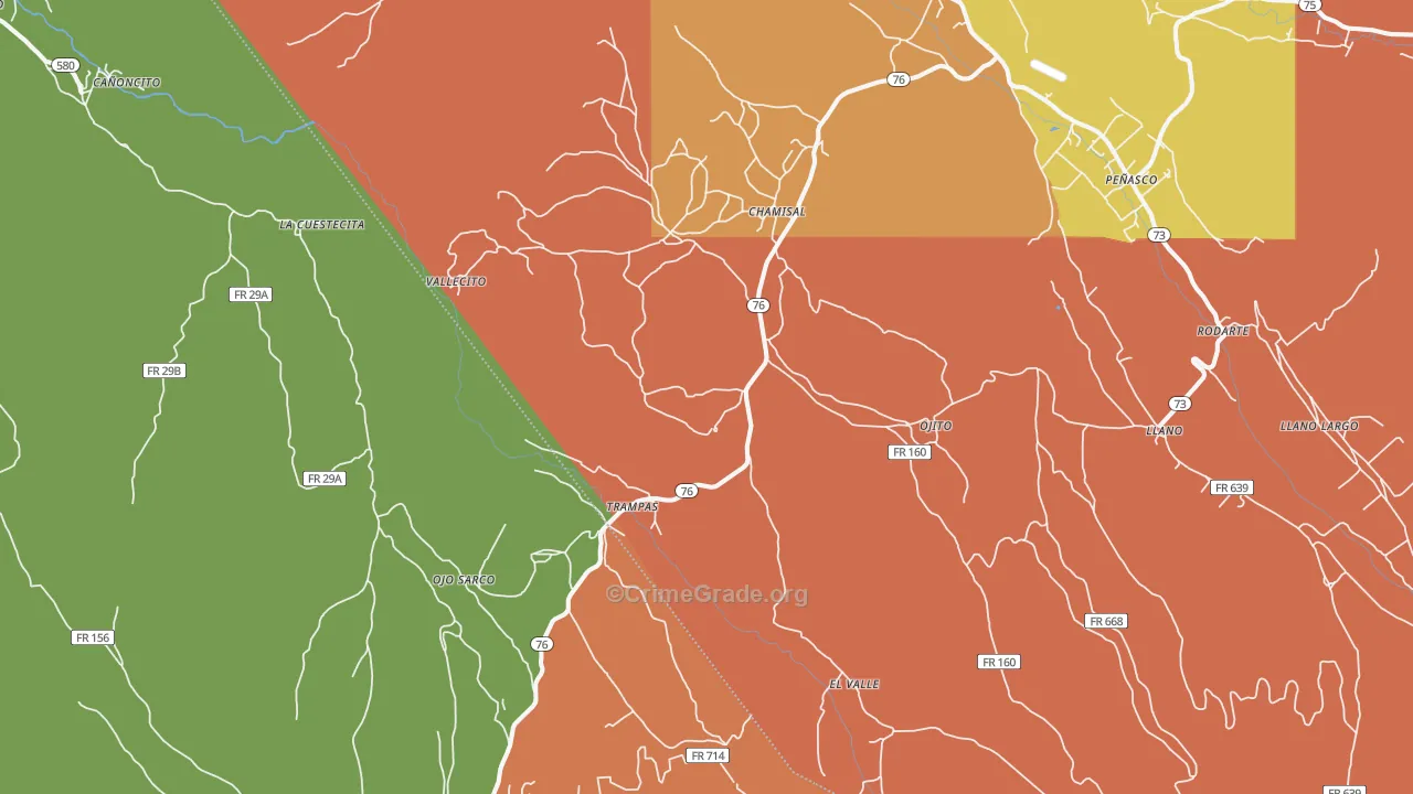 87521, NM Map of Theft Rates