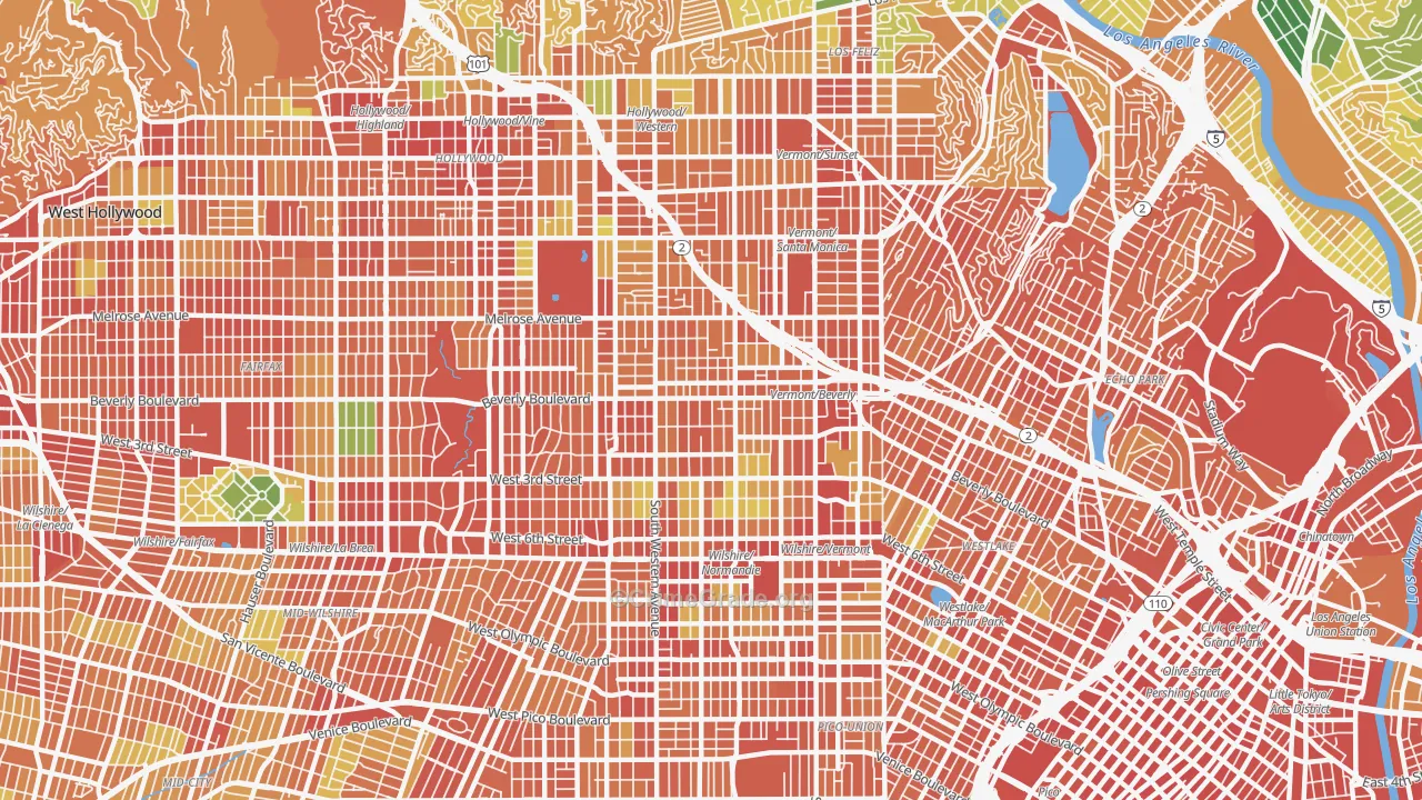 90004, CA Map of Theft Rates