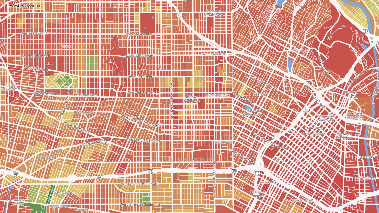 90005, CA Map of Theft Rates