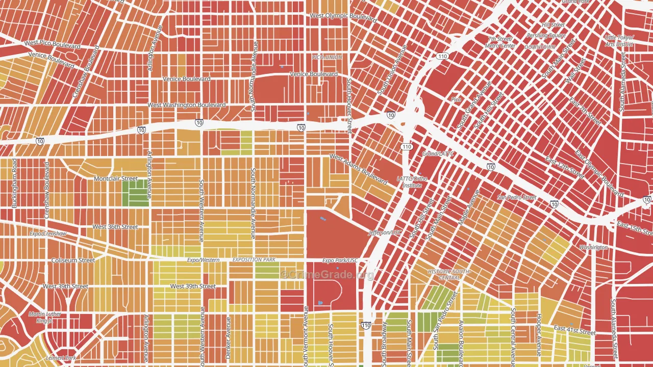 90007, CA Map of Theft Rates