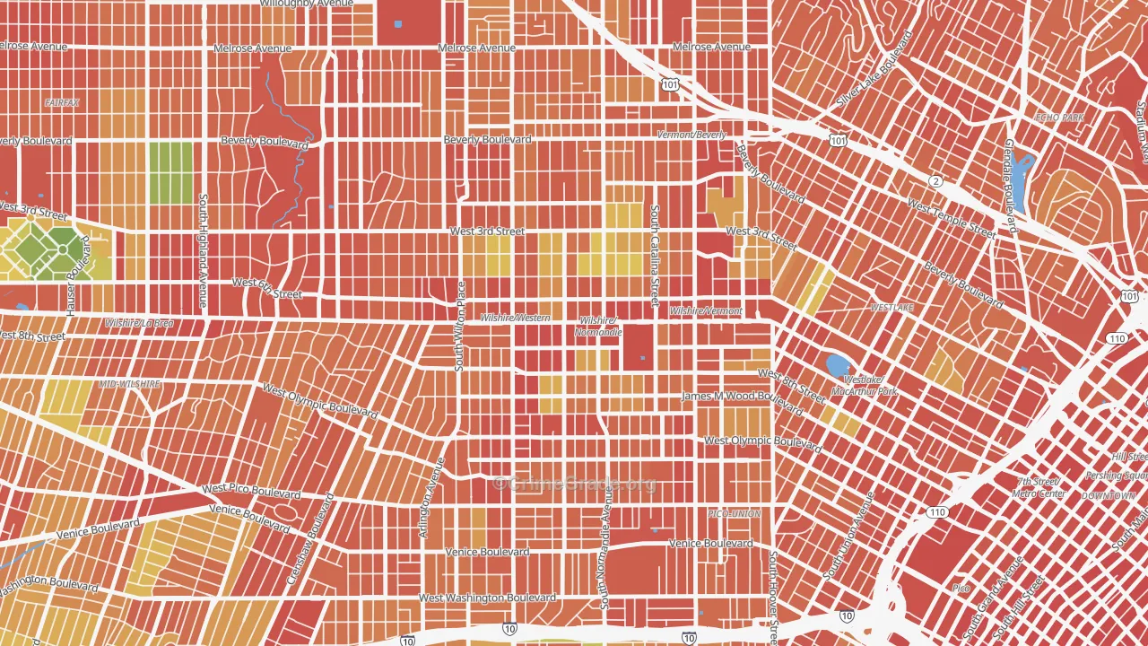 90010, CA Map of Theft Rates