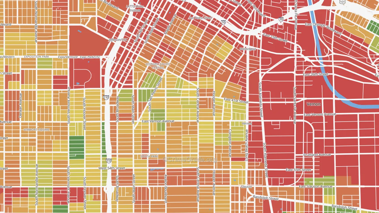 90011, CA Map of Theft Rates