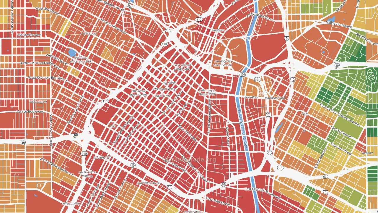 90013, CA Map of Theft Rates