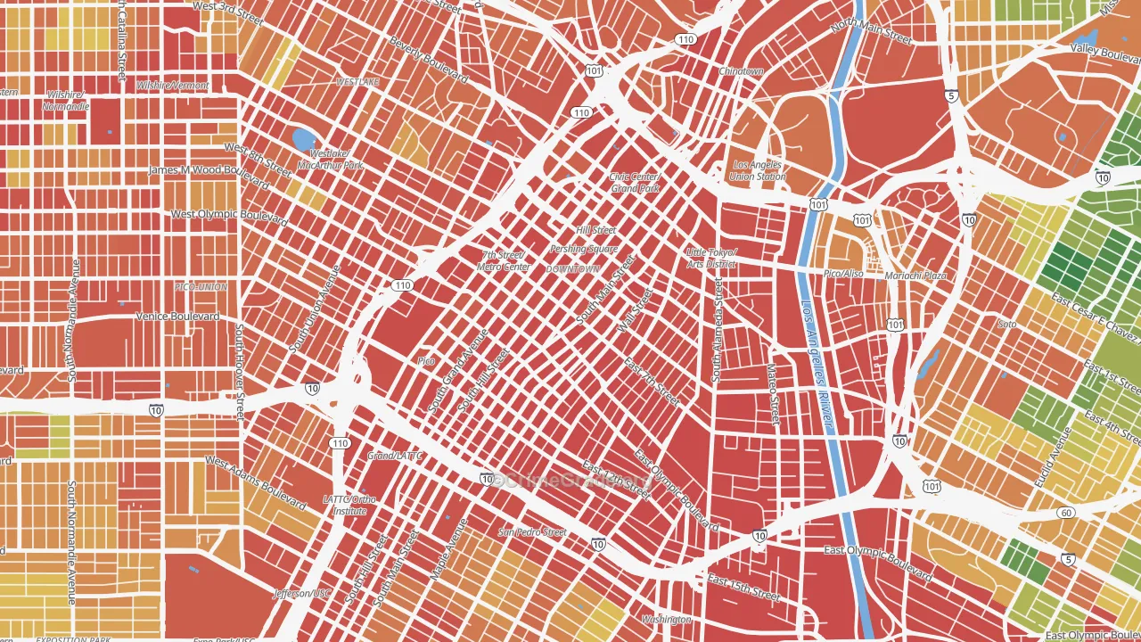 90014, CA Map of Theft Rates