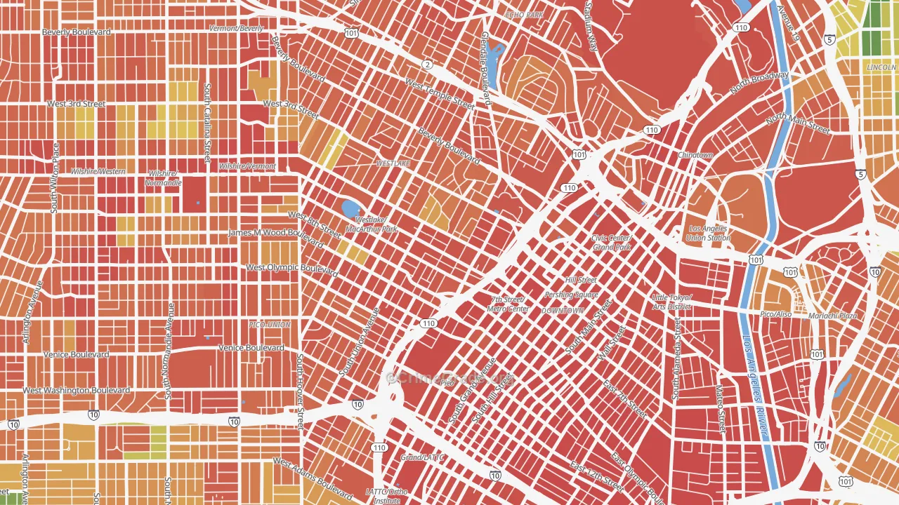 90017, CA Map of Theft Rates