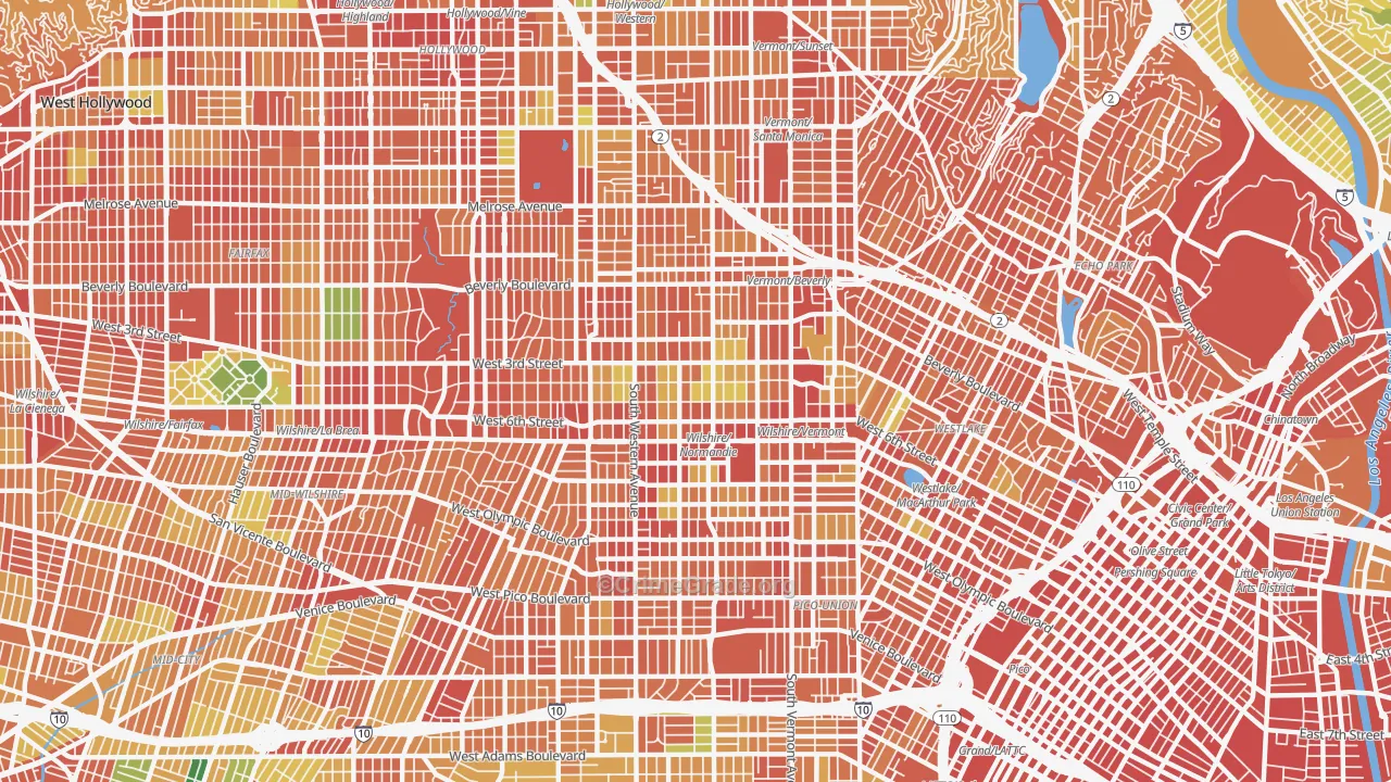 90020, CA Map of Theft Rates