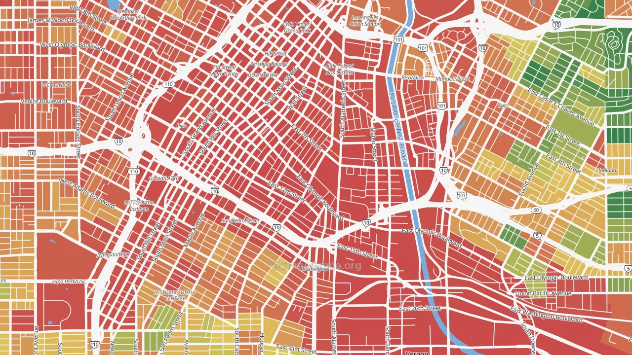 90021, CA Map of Theft Rates