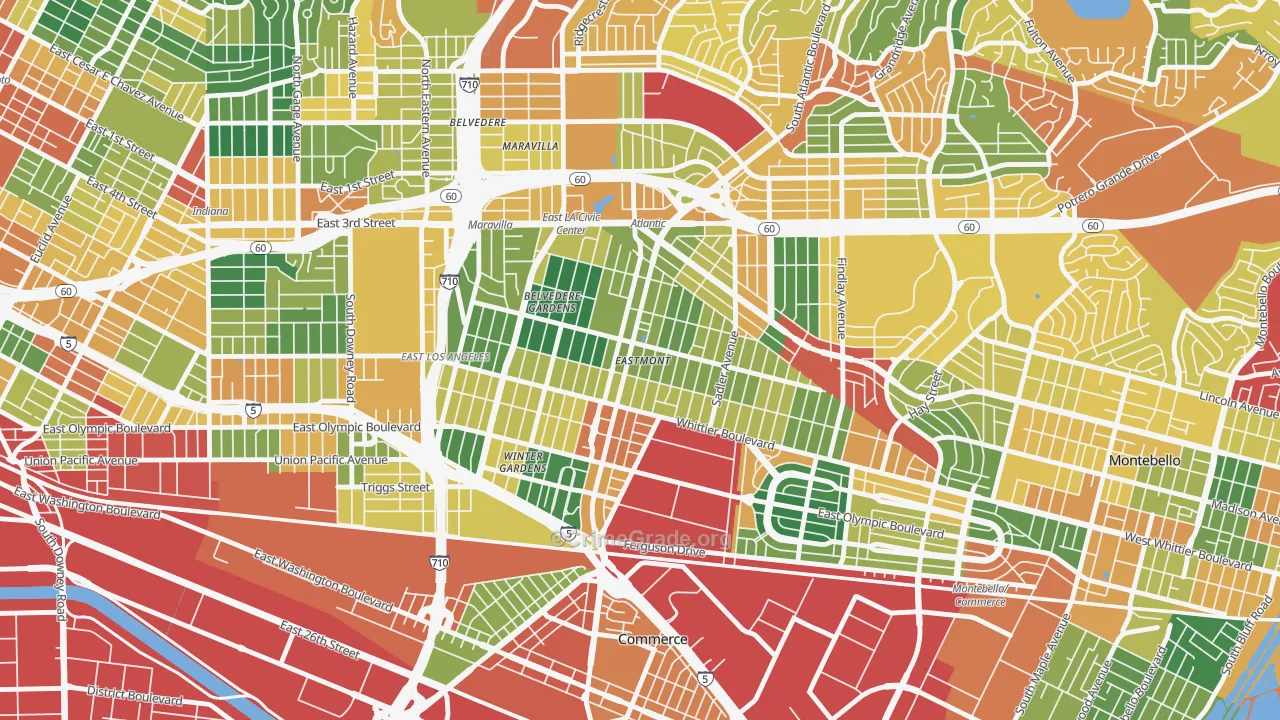 90022, CA Map of Theft Rates