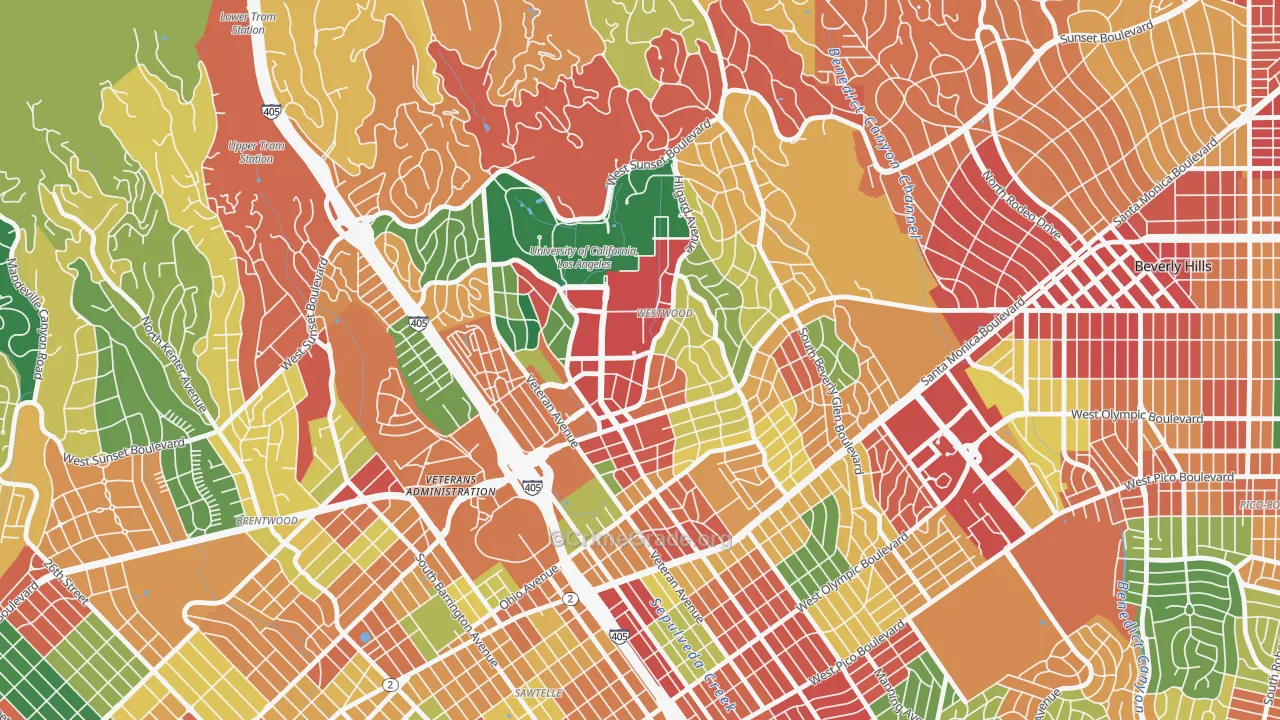 90024, CA Map of Theft Rates
