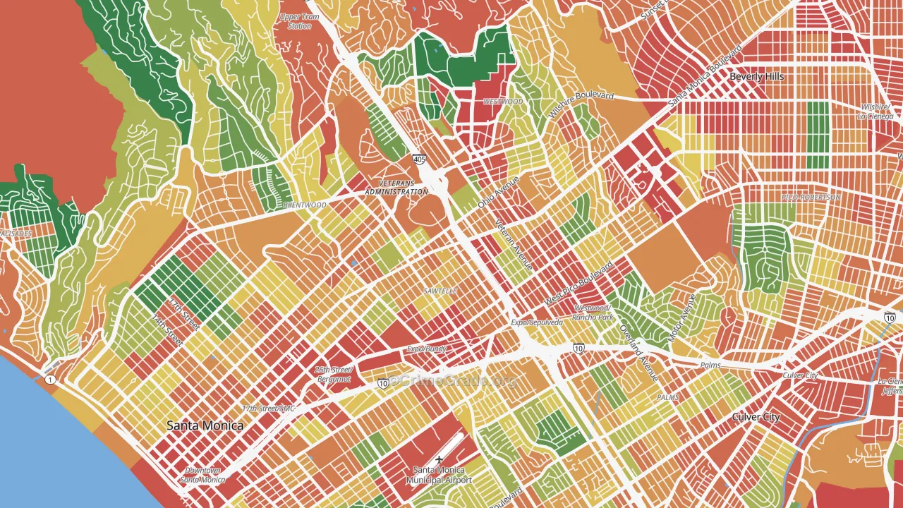 90025, CA Map of Theft Rates