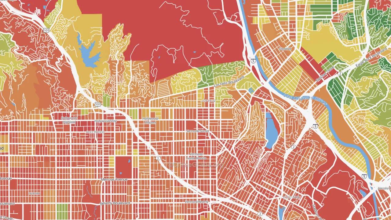 90027, CA Map of Theft Rates