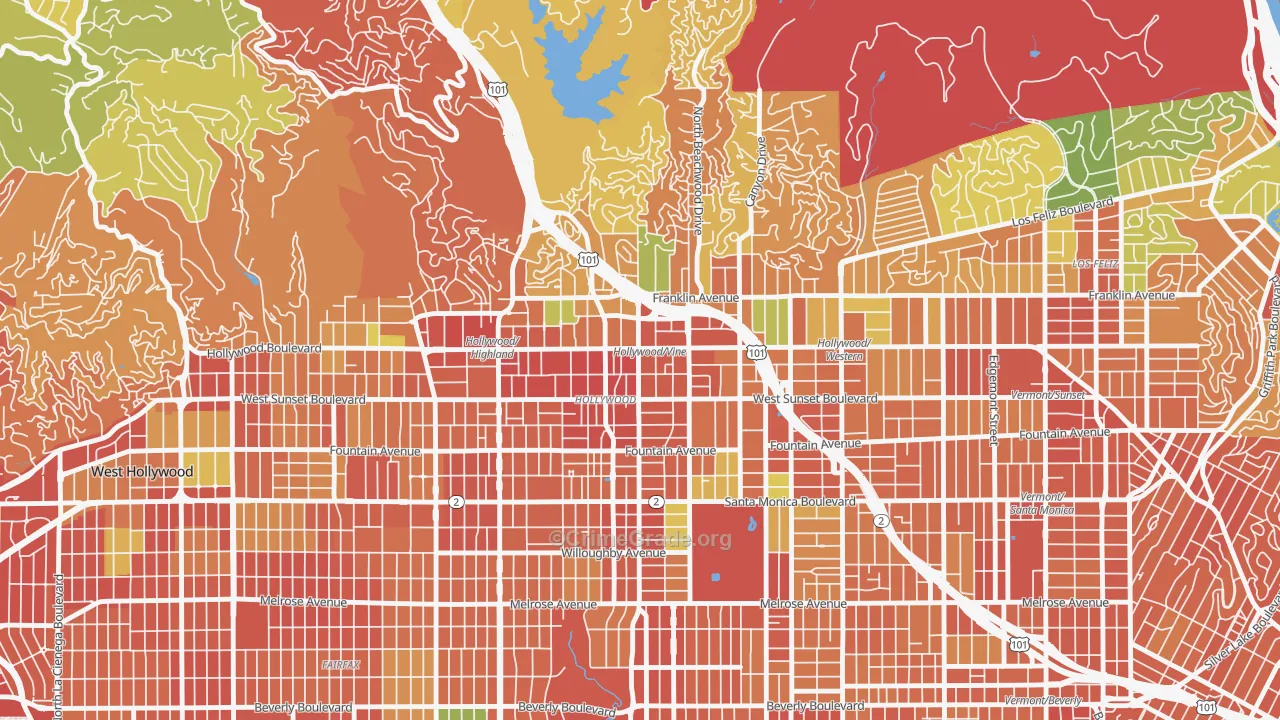 90028, CA Map of Theft Rates
