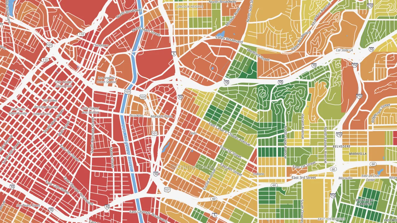 90033, CA Map of Theft Rates