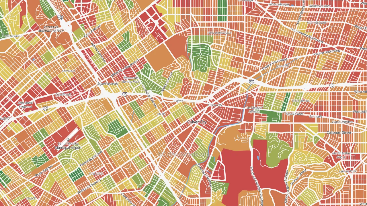 90034, CA Map of Theft Rates