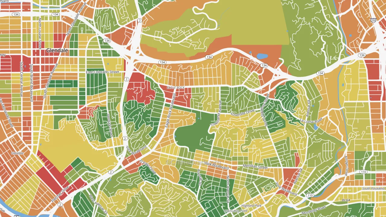 90041, CA Map of Theft Rates