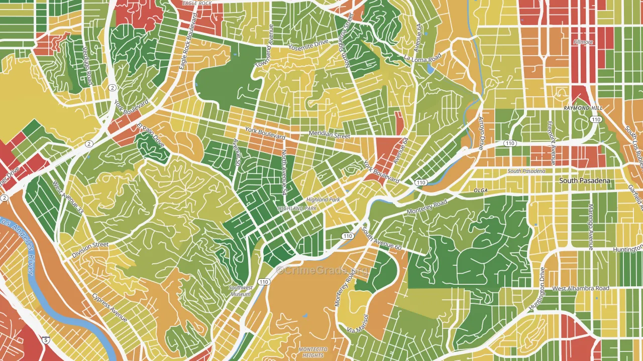 90042, CA Map of Theft Rates