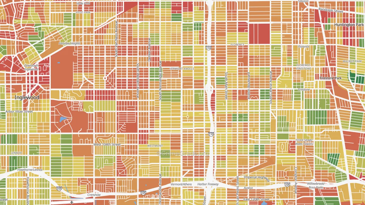 90044, CA Map of Theft Rates