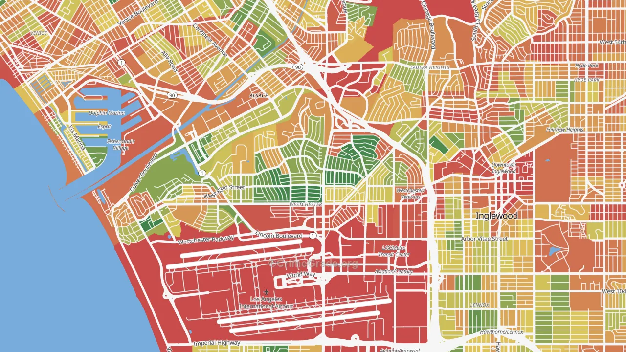 90045, CA Map of Theft Rates
