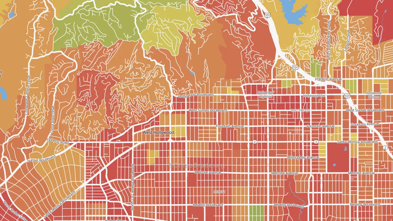 90046, CA Map of Theft Rates