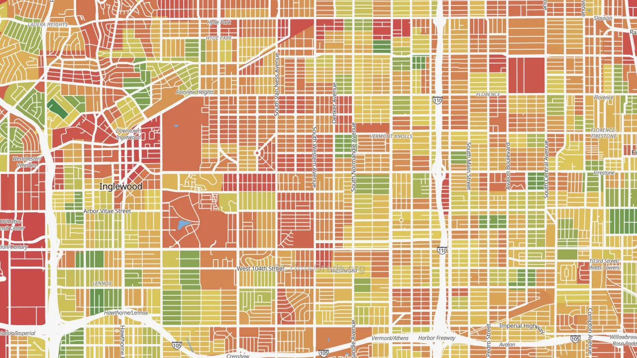 90047, CA Map of Theft Rates