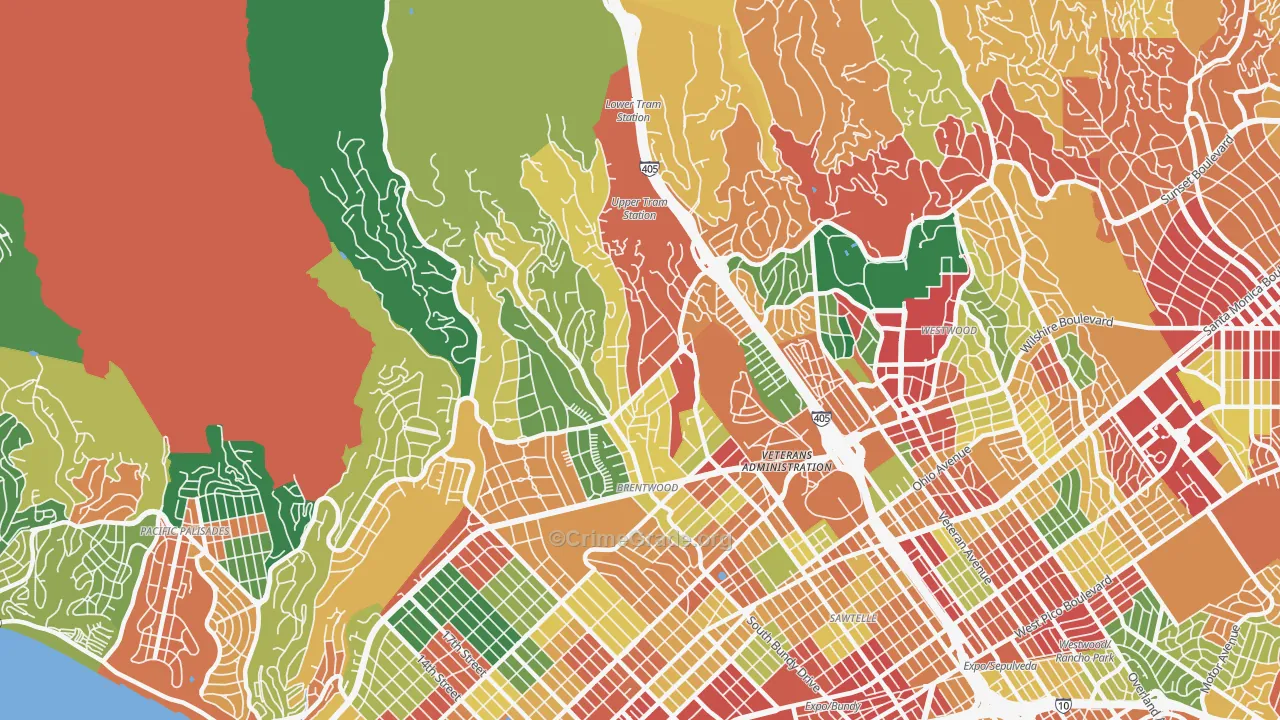 90049, CA Map of Theft Rates