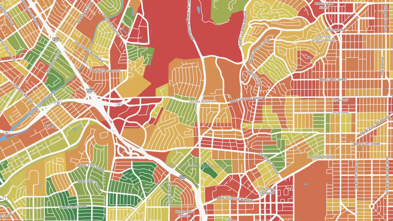 90056, CA Map of Theft Rates