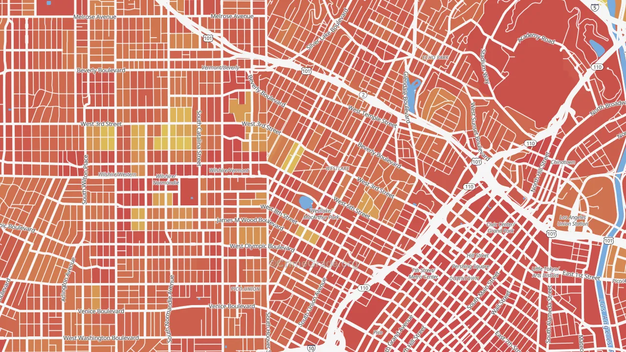 90057, CA Map of Theft Rates