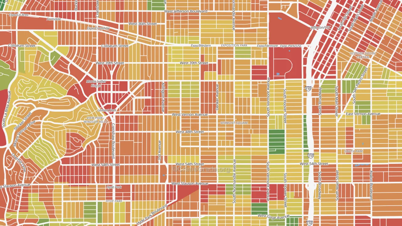 90062, CA Map of Theft Rates