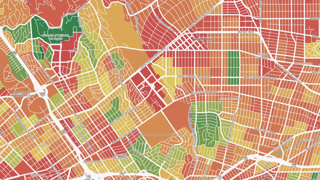 90067, CA Map of Theft Rates