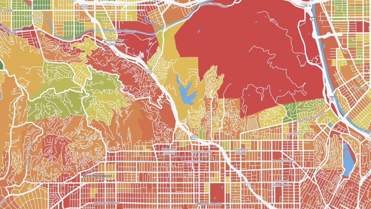 90068, CA Map of Theft Rates
