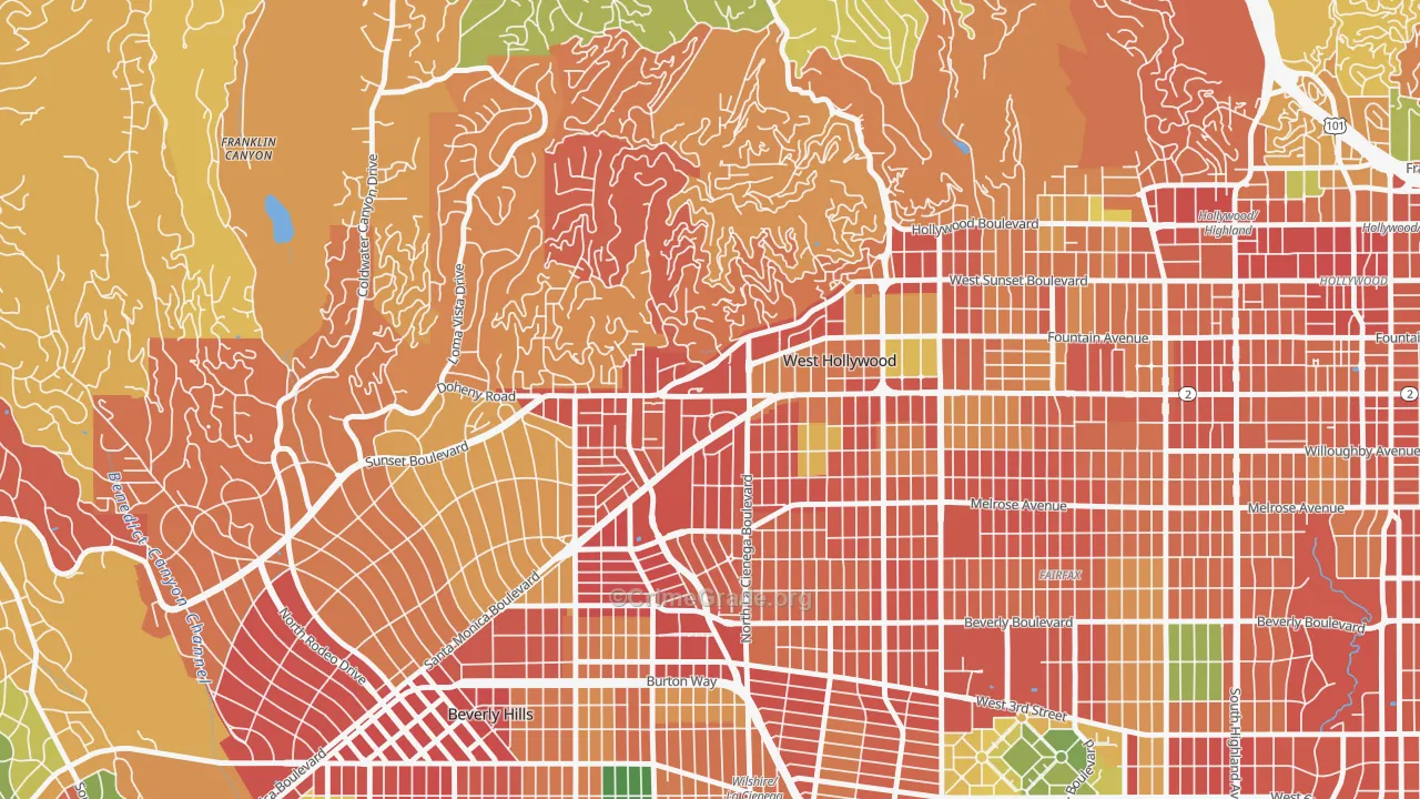 90069, CA Map of Theft Rates