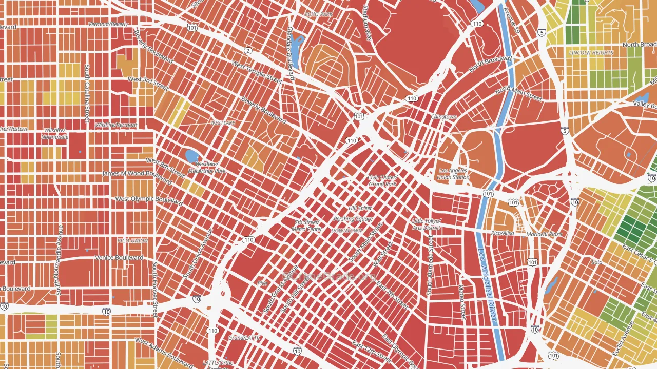 90071, CA Map of Theft Rates