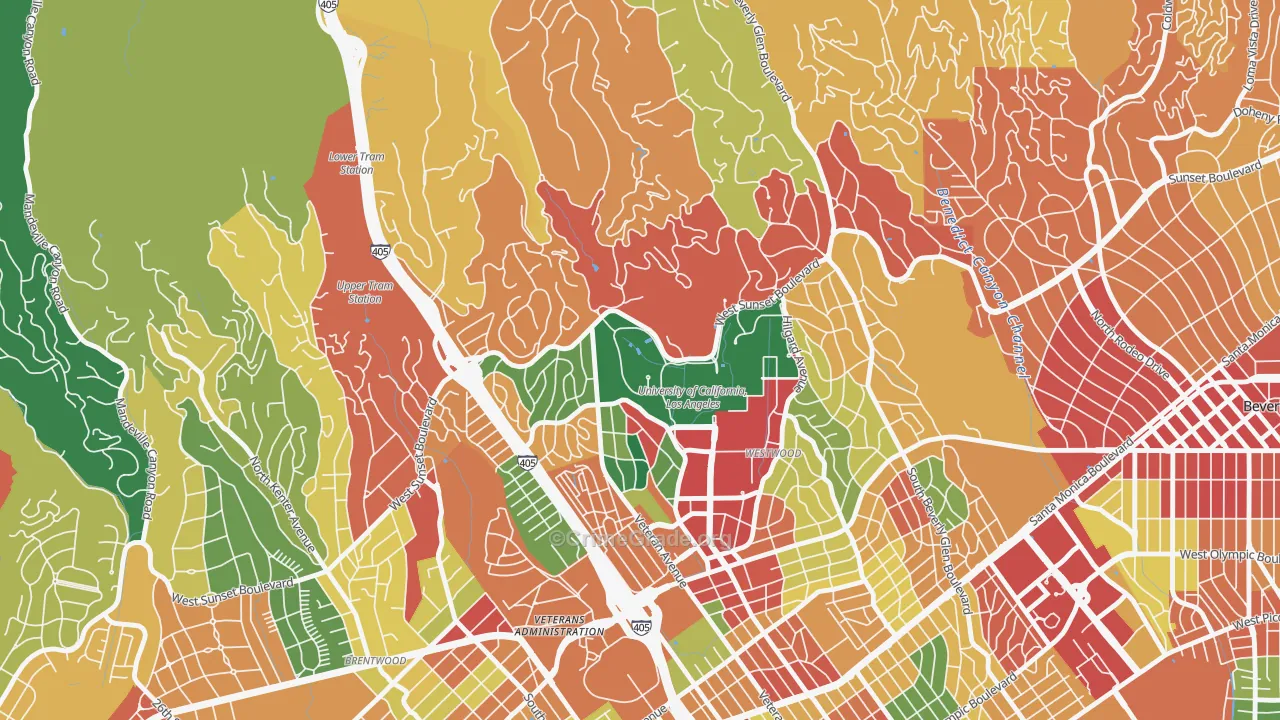 90095, CA Map of Theft Rates