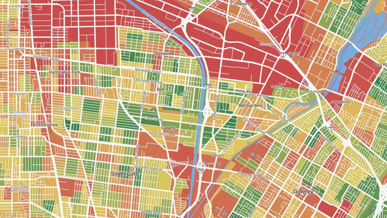 90201, CA Map of Theft Rates
