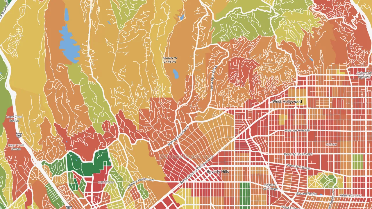 90210, CA Map of Theft Rates