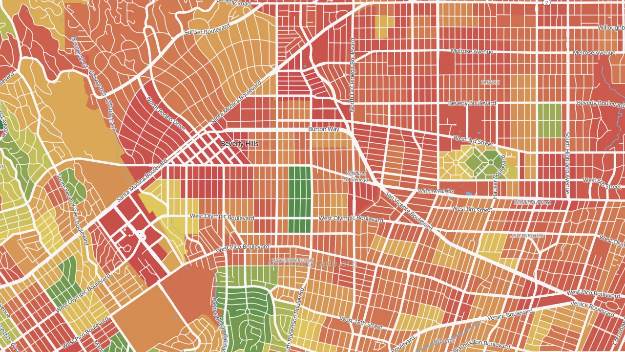 90211, CA Map of Theft Rates