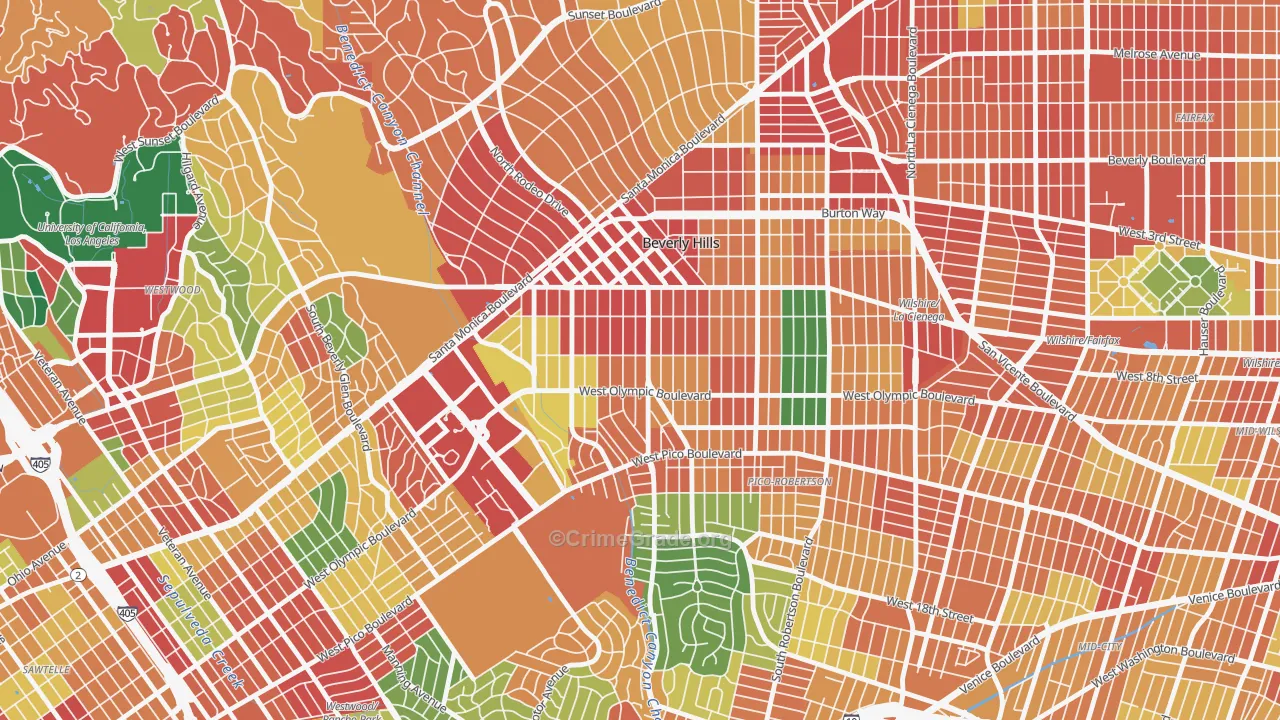 90212, CA Map of Theft Rates