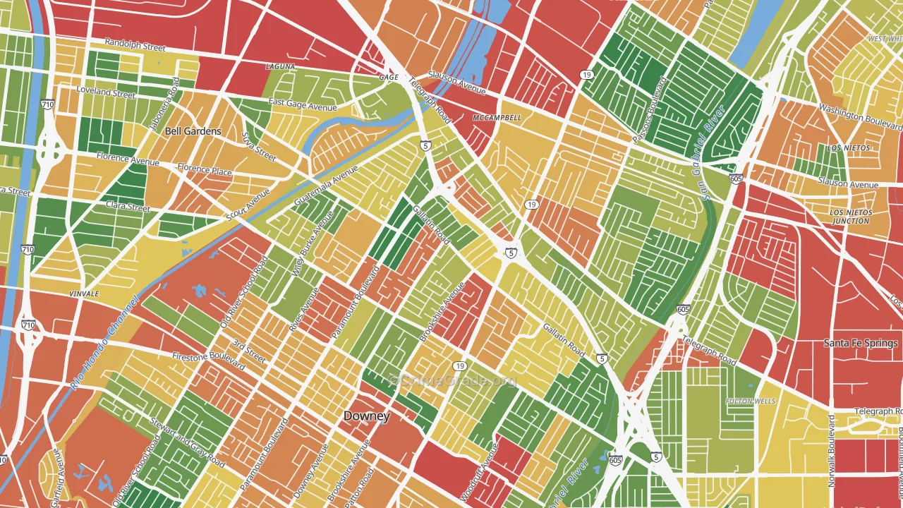 90240, CA Map of Theft Rates