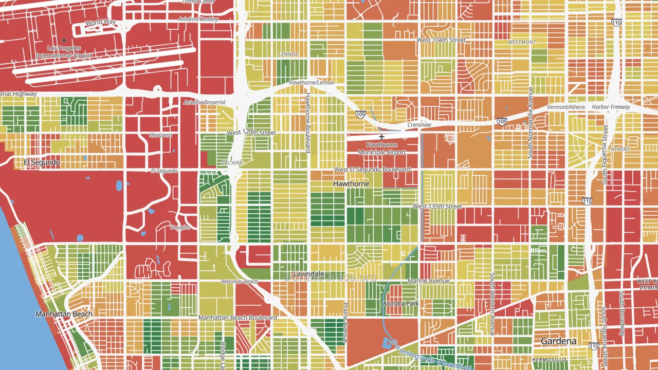 90250, CA Map of Theft Rates