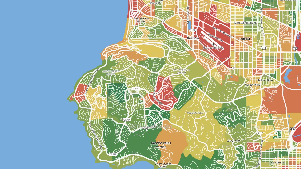 90274, CA Map of Theft Rates