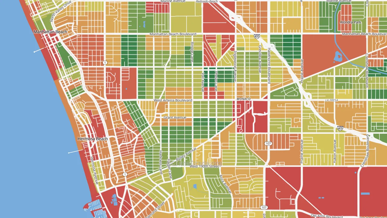 90278, CA Map of Theft Rates