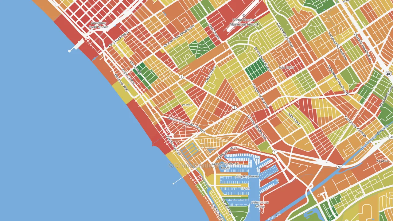 90291, CA Map of Theft Rates