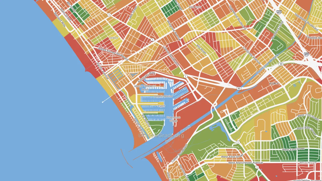 90292, CA Map of Theft Rates