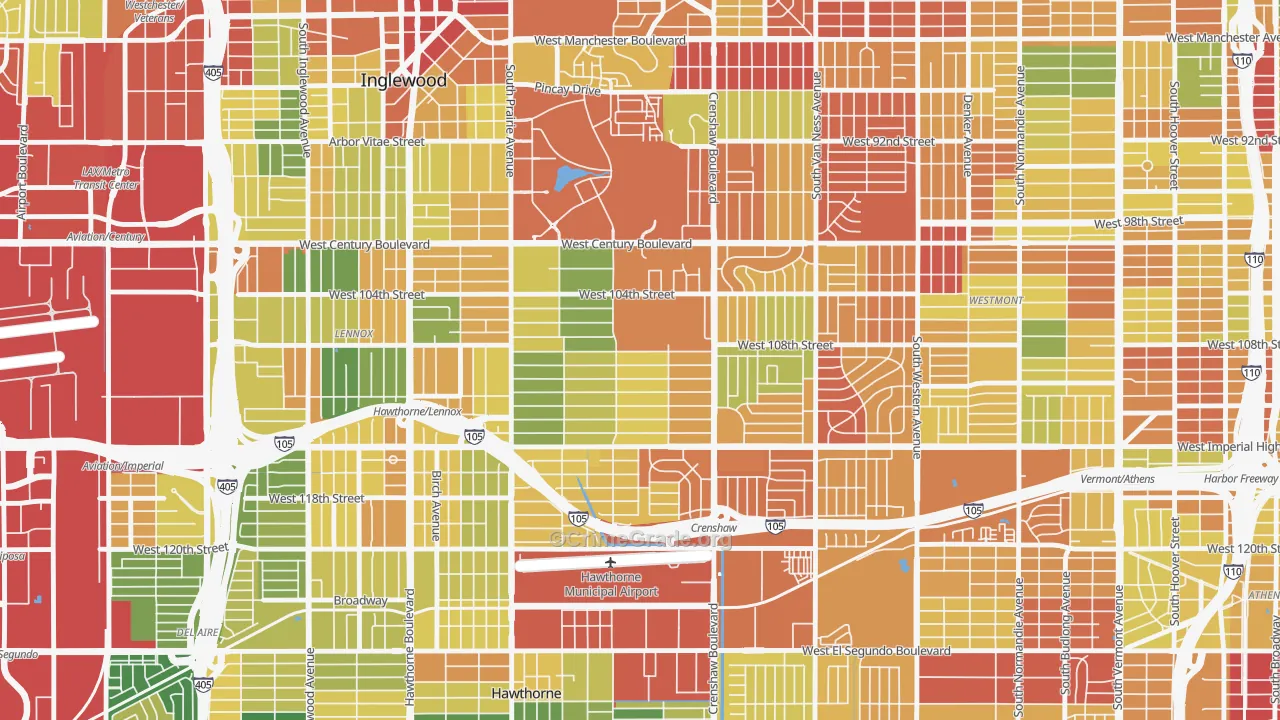 90303, CA Map of Theft Rates