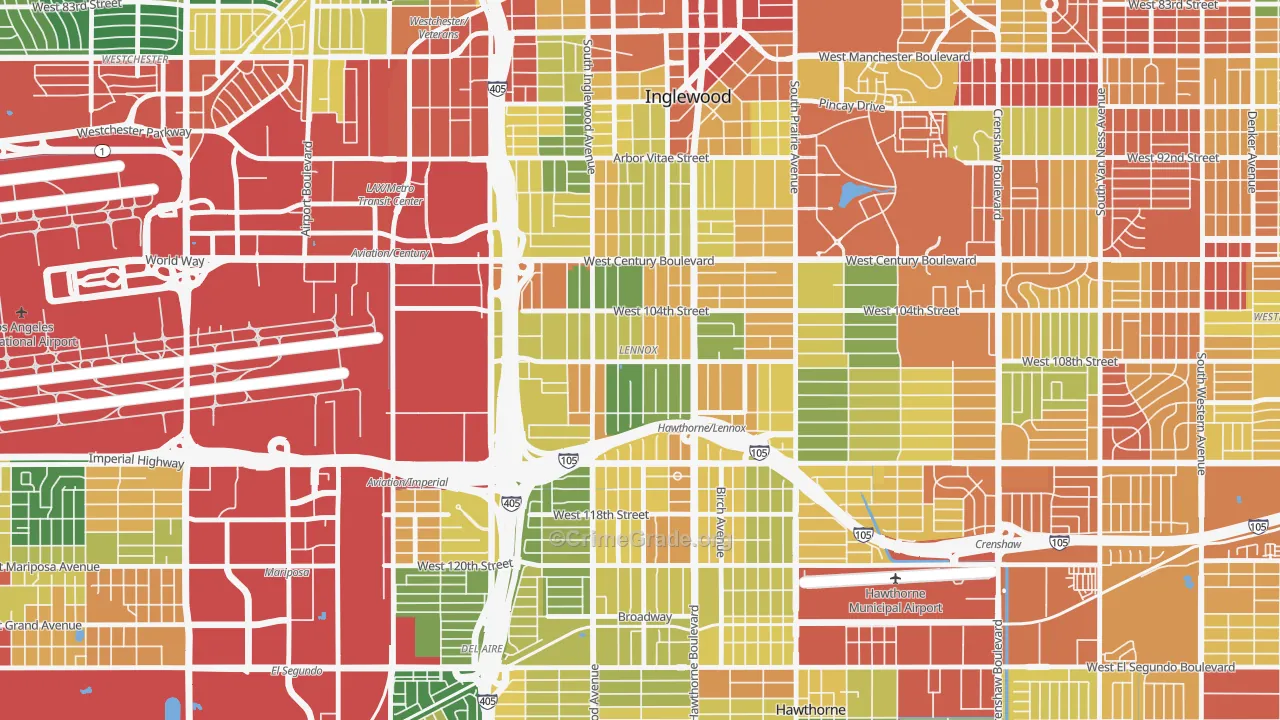 90304, CA Map of Theft Rates