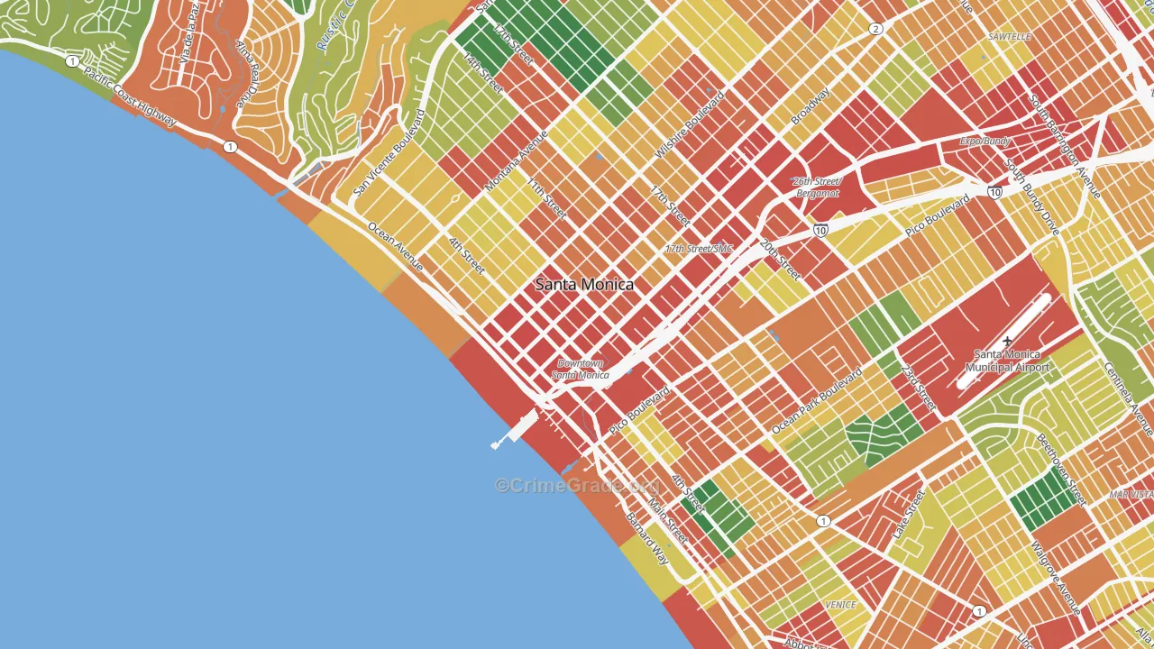 90401, CA Map of Theft Rates