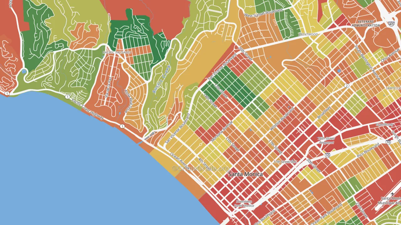 90402, CA Map of Theft Rates